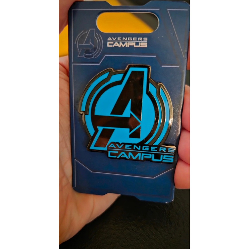Disney Parks Marvel Avengers Campus Logo Enamel Trading Pin Blue Black 2023 NEW
